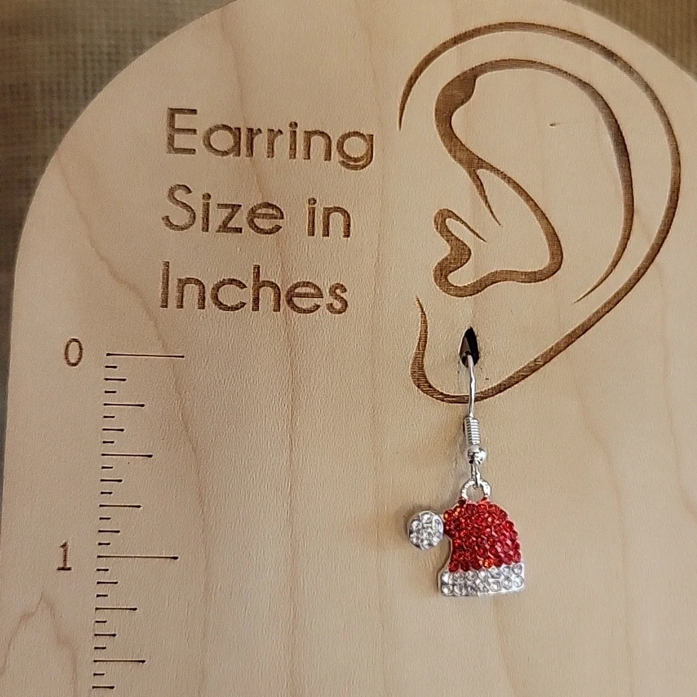 🔥LAST PAIR🔥 Santa Hat Sparkle Drop Earrings - Picture 4 of 6